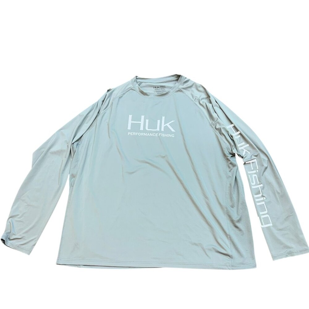 HUK Pursuit Vented Performance Long Sleeve UV Fishing Shirt Light‎ Grey XXXL